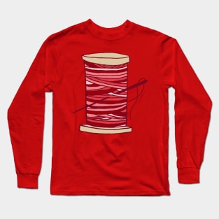 Thread Spool Japanese Ocean Wave (Red) Long Sleeve T-Shirt